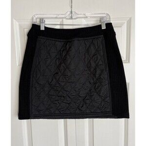 Prana Women's Black Skirt Diva Quilted Sherpa Lined Skirt Pockets Pull On Medium